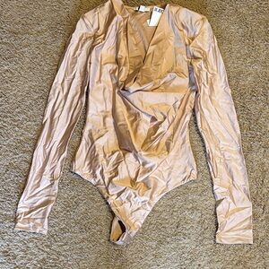 Bar III Nude Long Sleeve Bodysuit